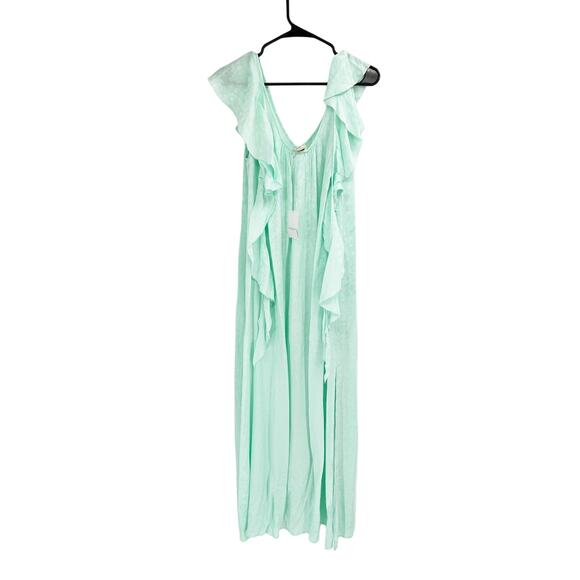Zadig & Voltaire Reen Jacquard Leo Mint Ruffled Maxi Dress Size M New - Picture 2 of 6